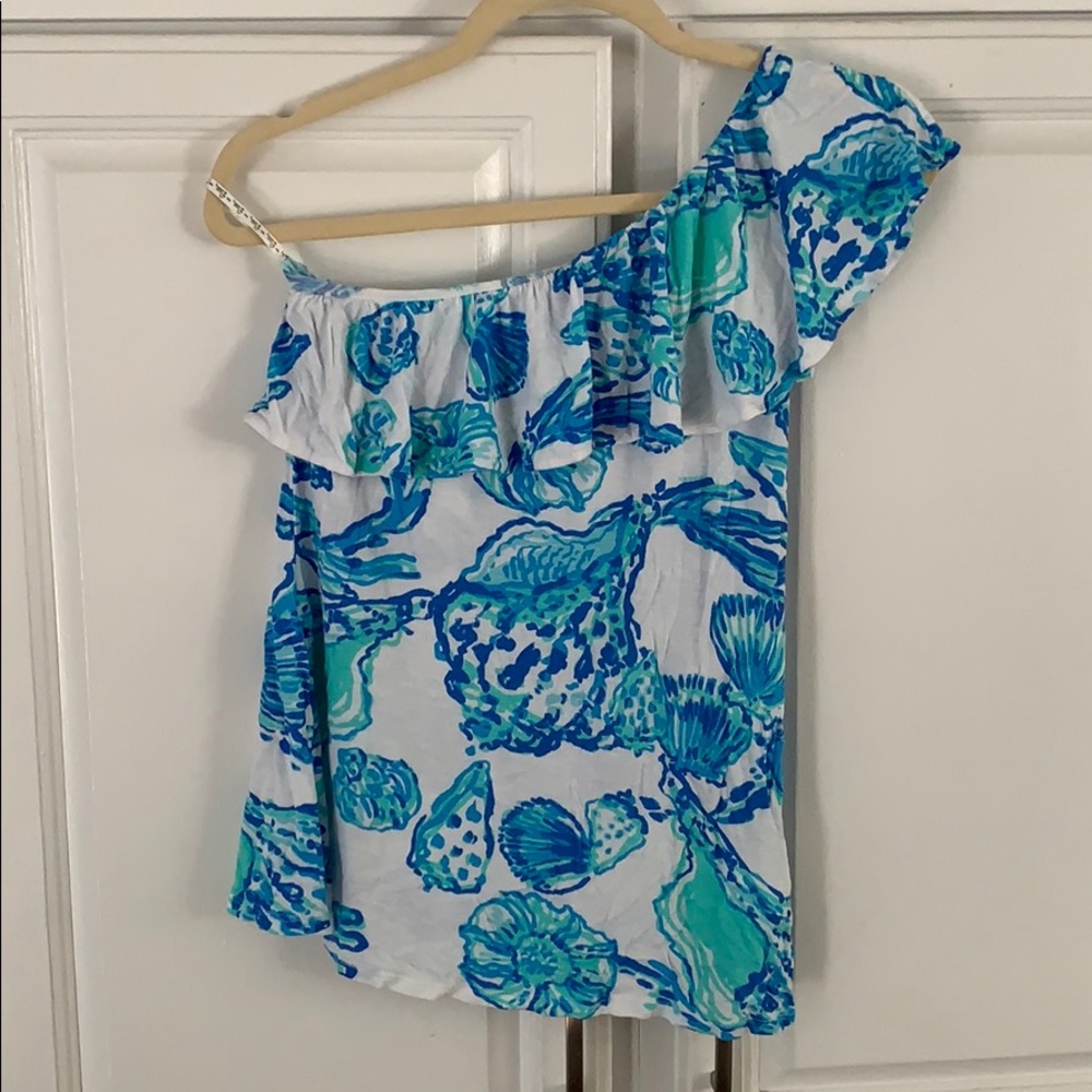Lily Pulitzer one shoulder ruffle top